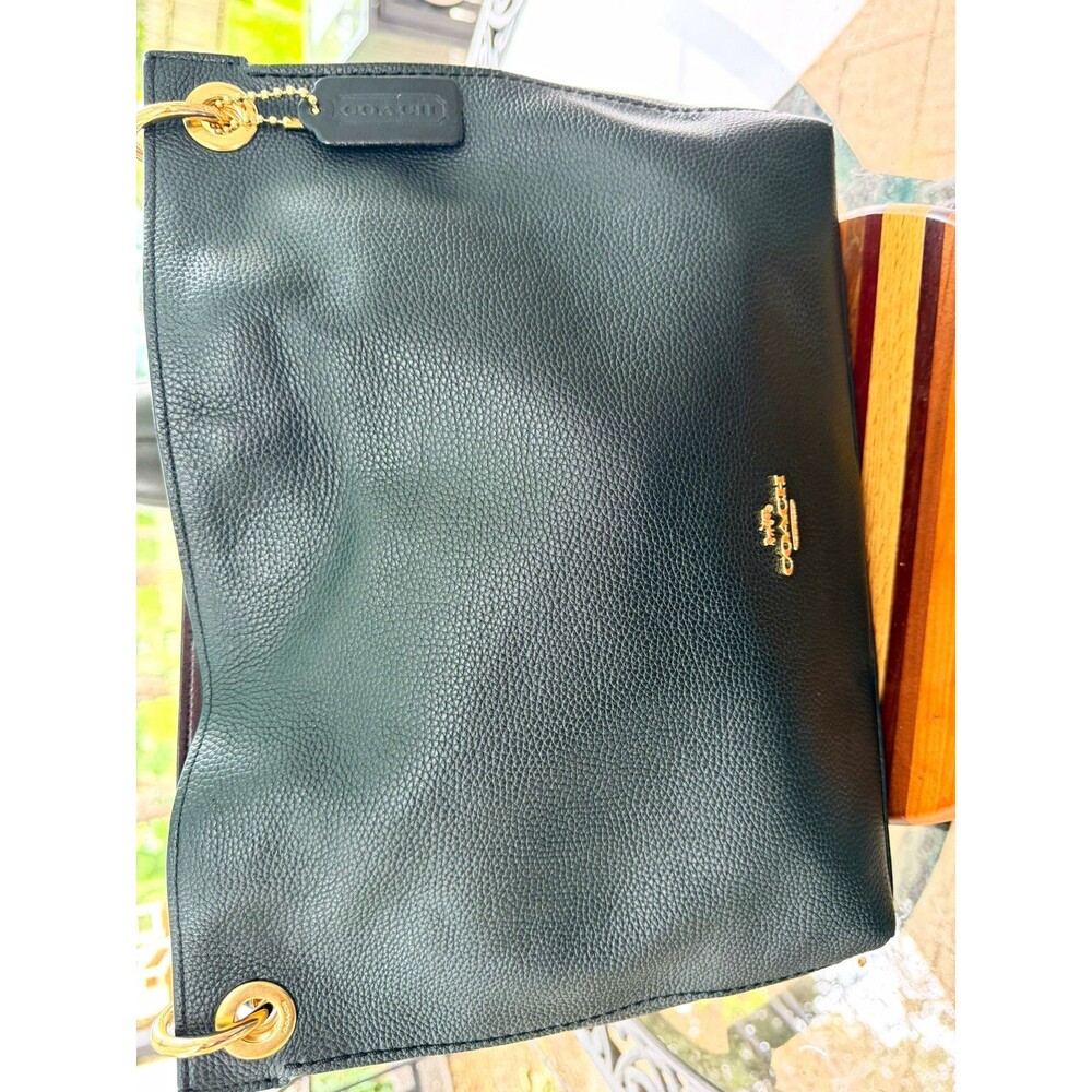Coach Edie 31 Shoulder Bag Black Pebbled Leather Gold Hardware 24947 Excellent